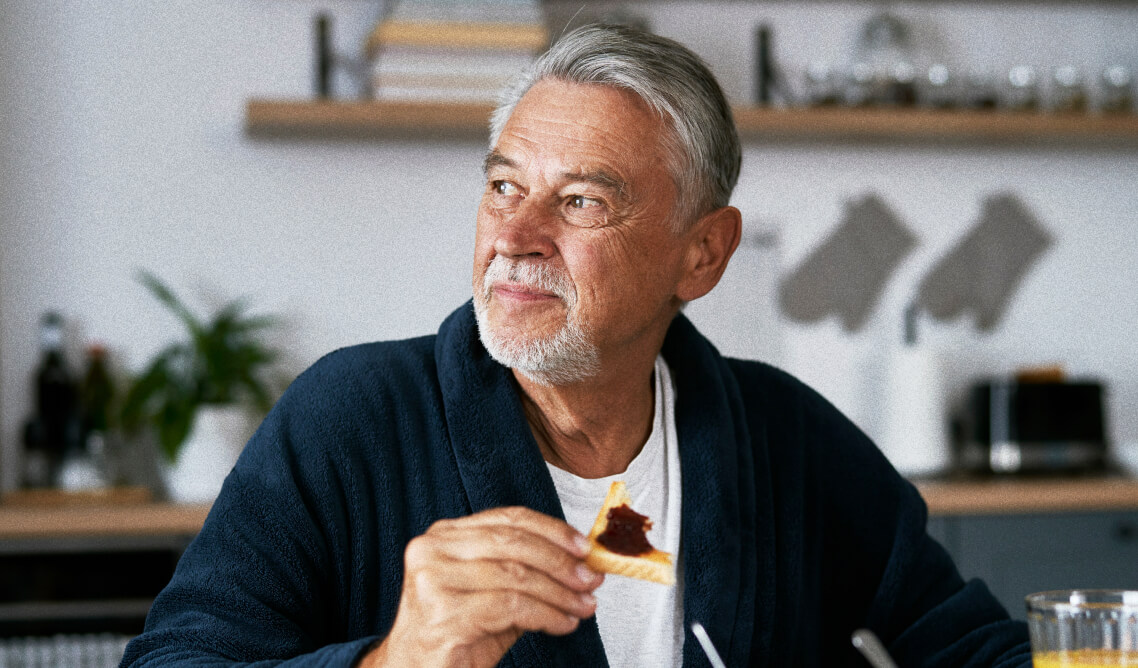 man eating